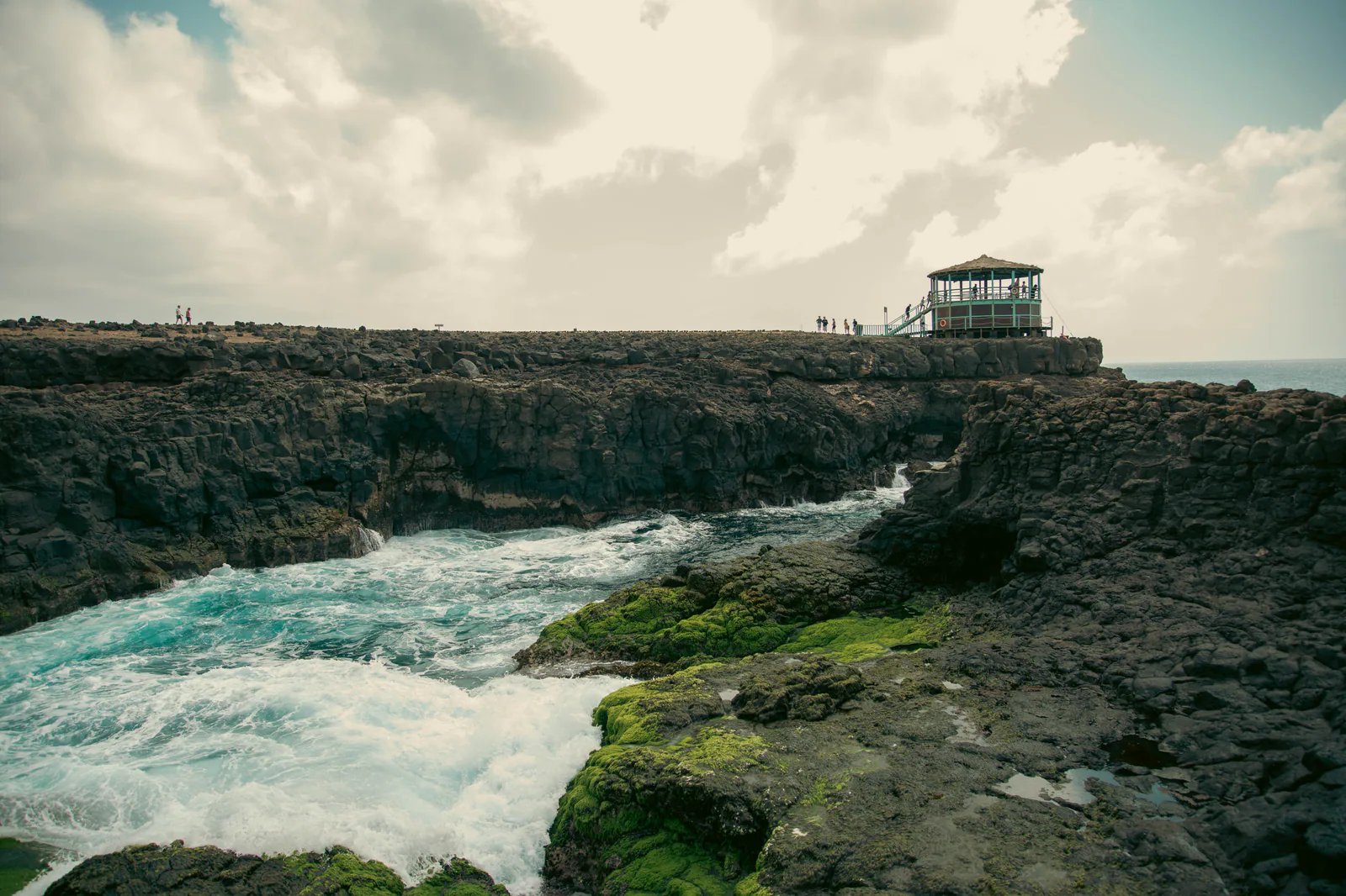 Rocky coastline meeting the sea